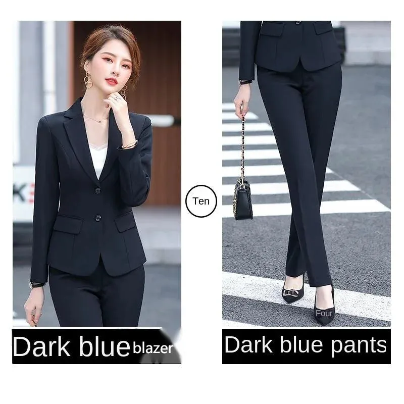 2023 Spring New Professional Women's Trousers Suit Slimming Long-sleeved Suit Business Suit Small Suit Women's Work Clothes