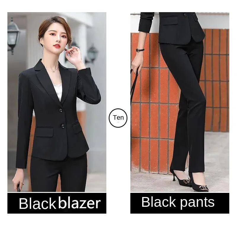 2023 Spring New Professional Women's Trousers Suit Slimming Long-sleeved Suit Business Suit Small Suit Women's Work Clothes