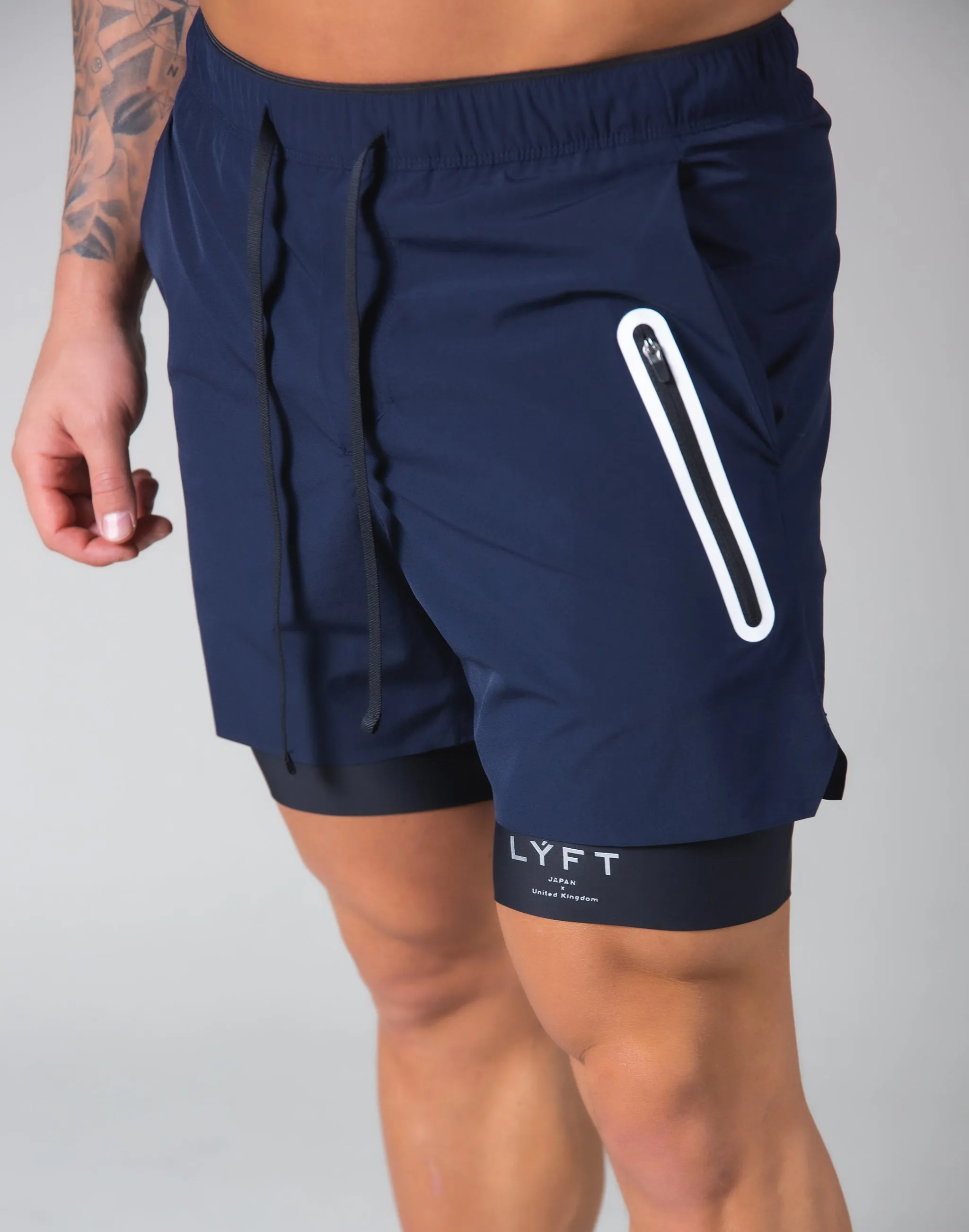 2Way Active Shorts / With Leggings - Navy