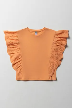 Anglaise Sleeve Top Orange