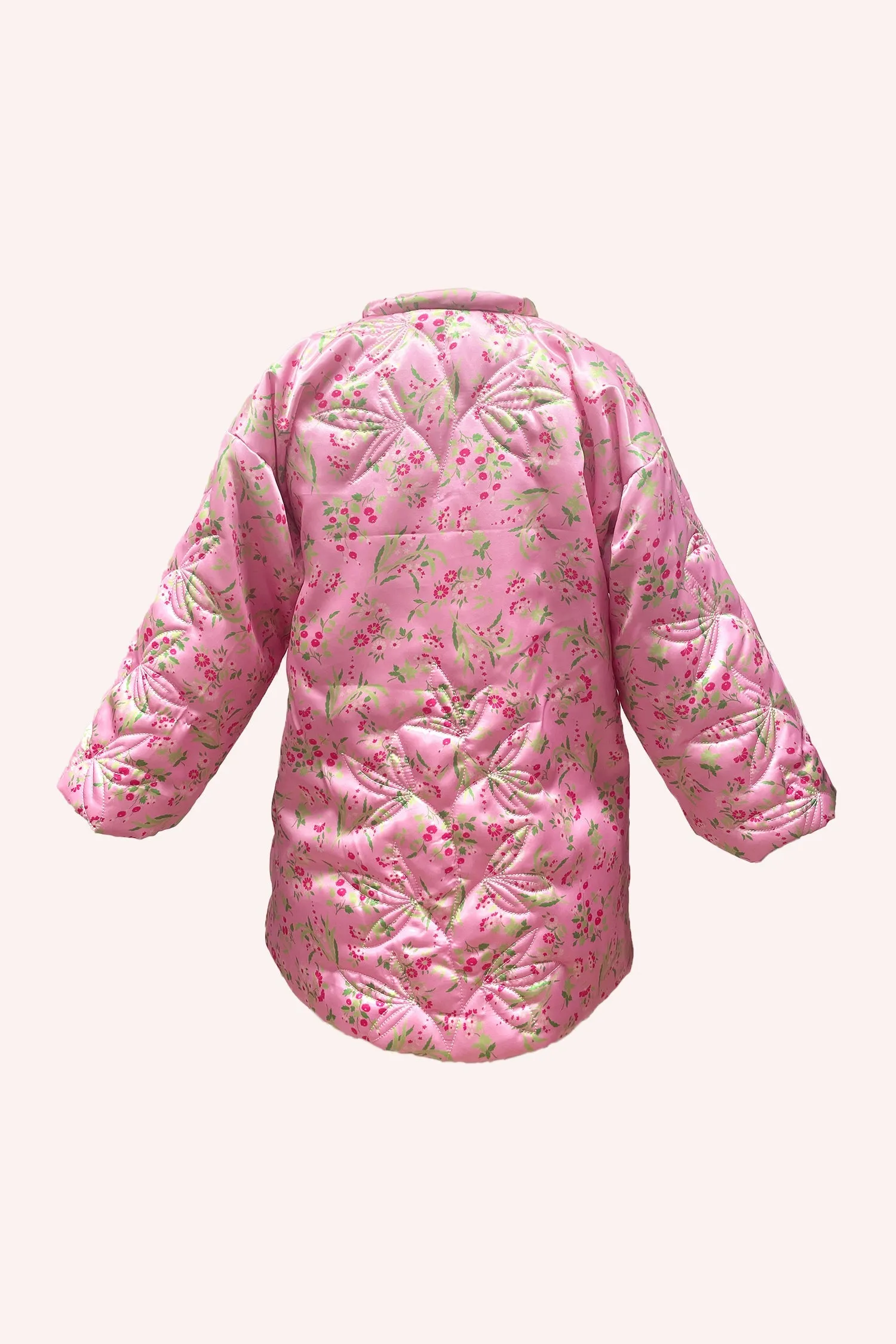 Arcadia Blossom Quilted Satin Boudoir Coat