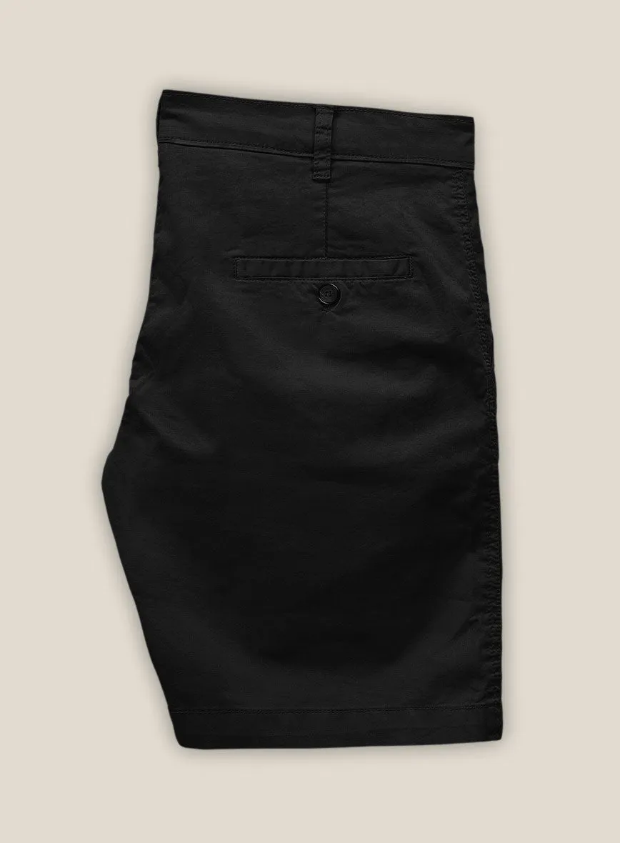 Black Cotton Power Stretch Chino Shorts