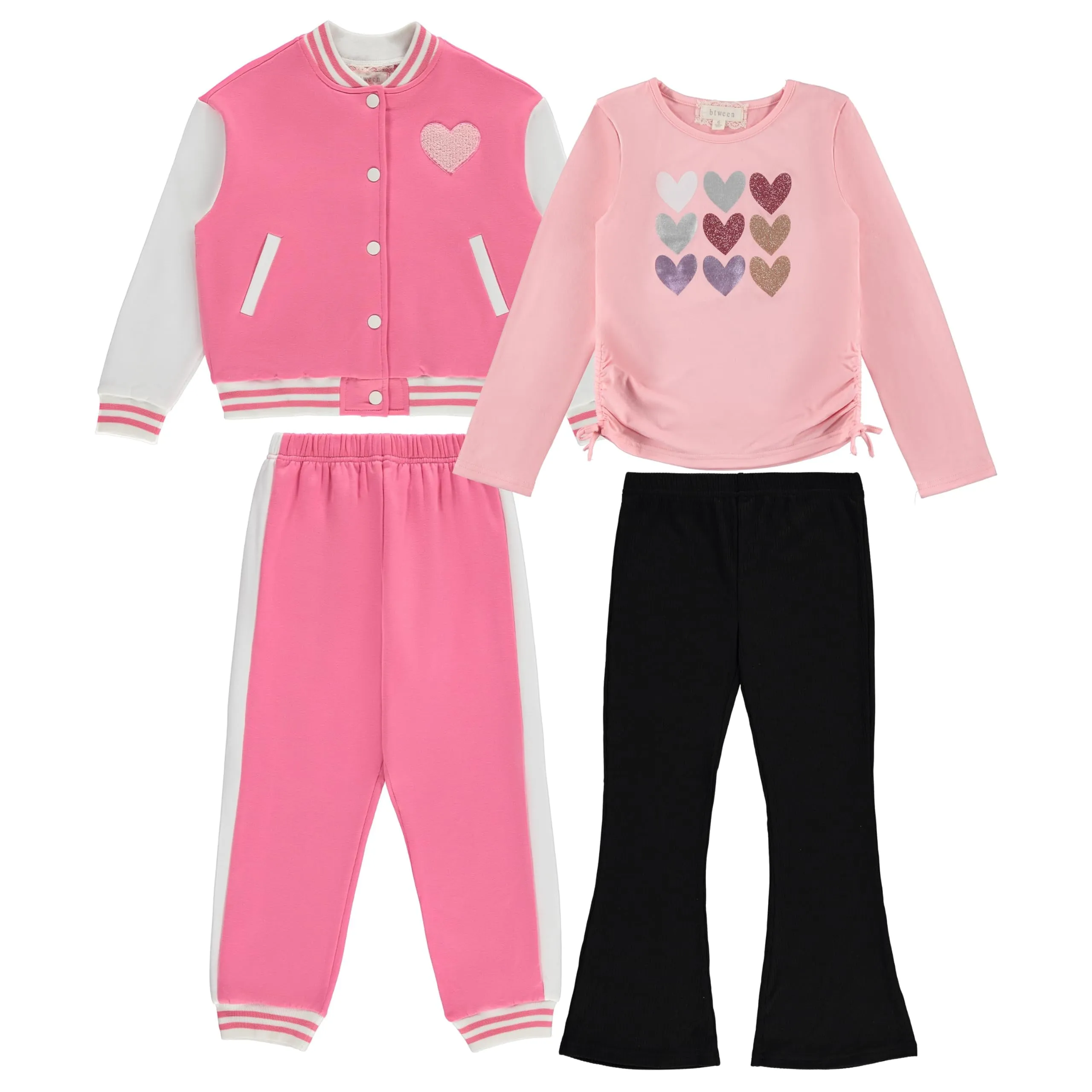 BTween Girls' 4-Pack Wardrobe Set with Jacket in Orchid - Fashionable Kids' Clothing Bundle- Size 10/12