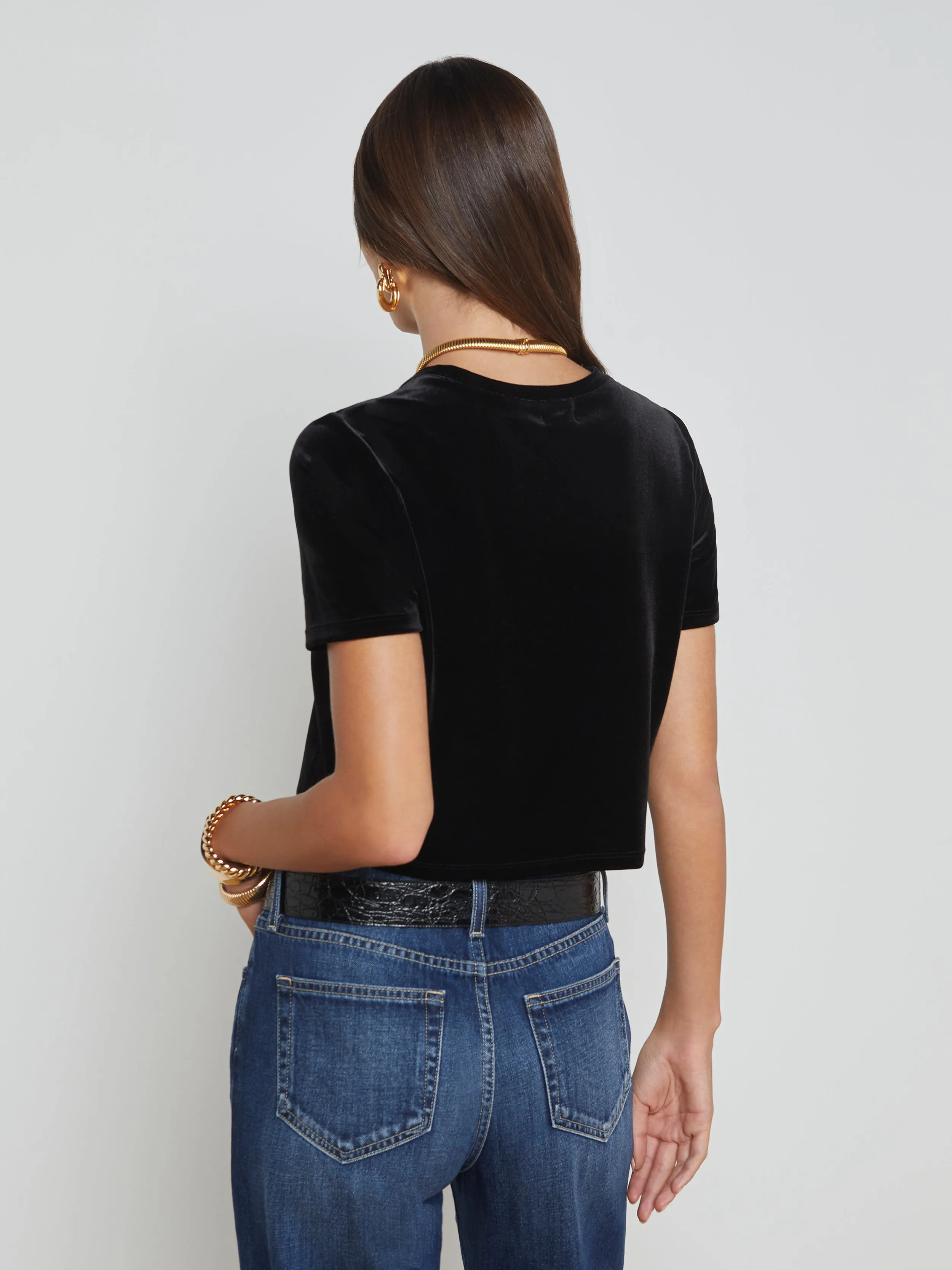 Donna Cropped Velvet Tee