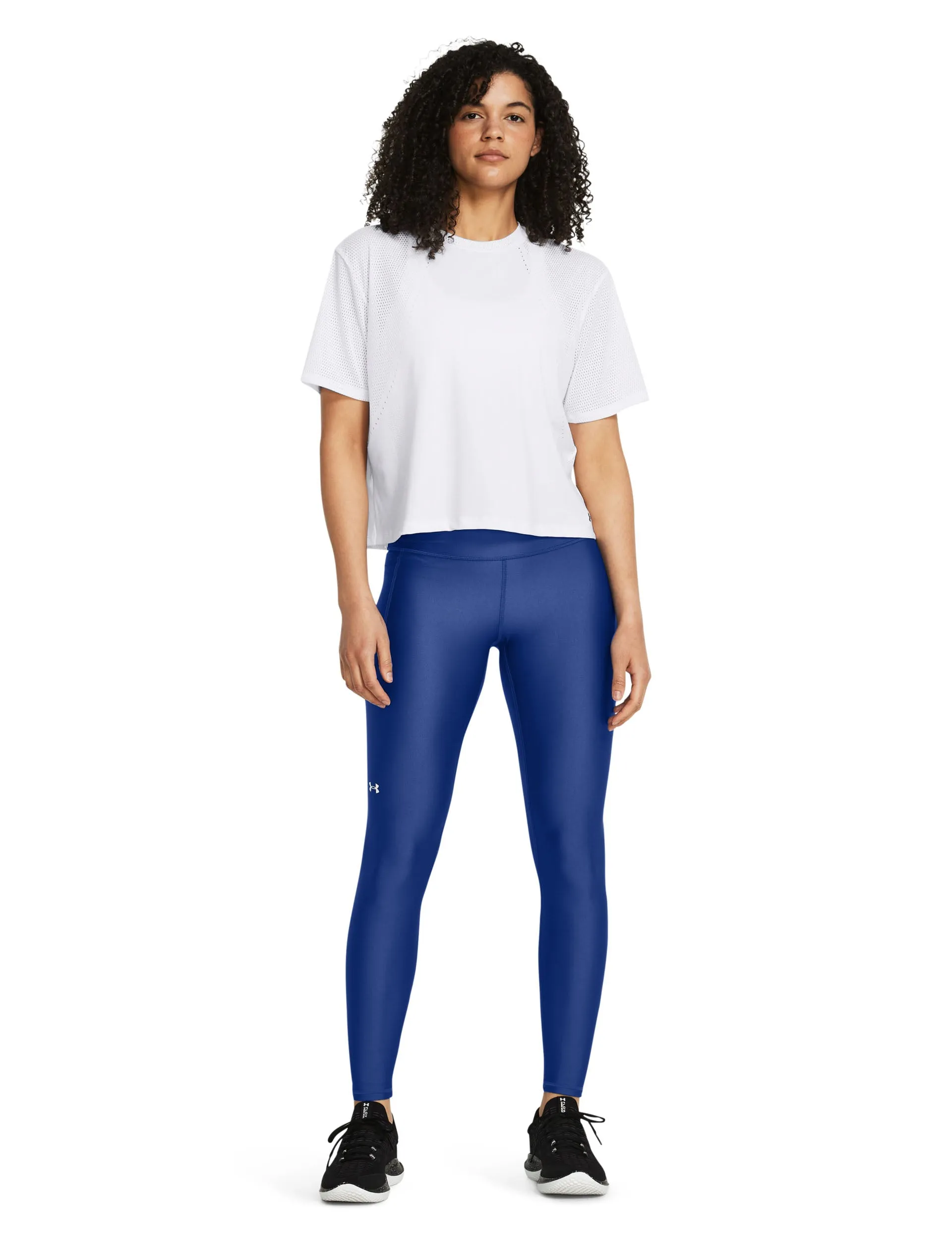 HeatGear No-Slip Waistband Full-Length Leggings - Tech Blue/White