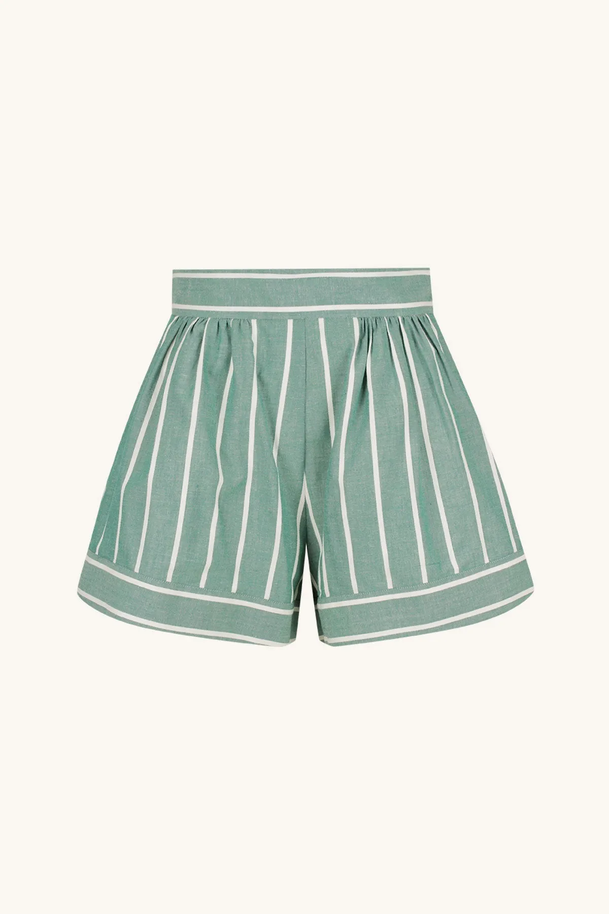 KIMBERLY HIGH WAISTED SHORT - ANTIQUE GREEN/ IVORY