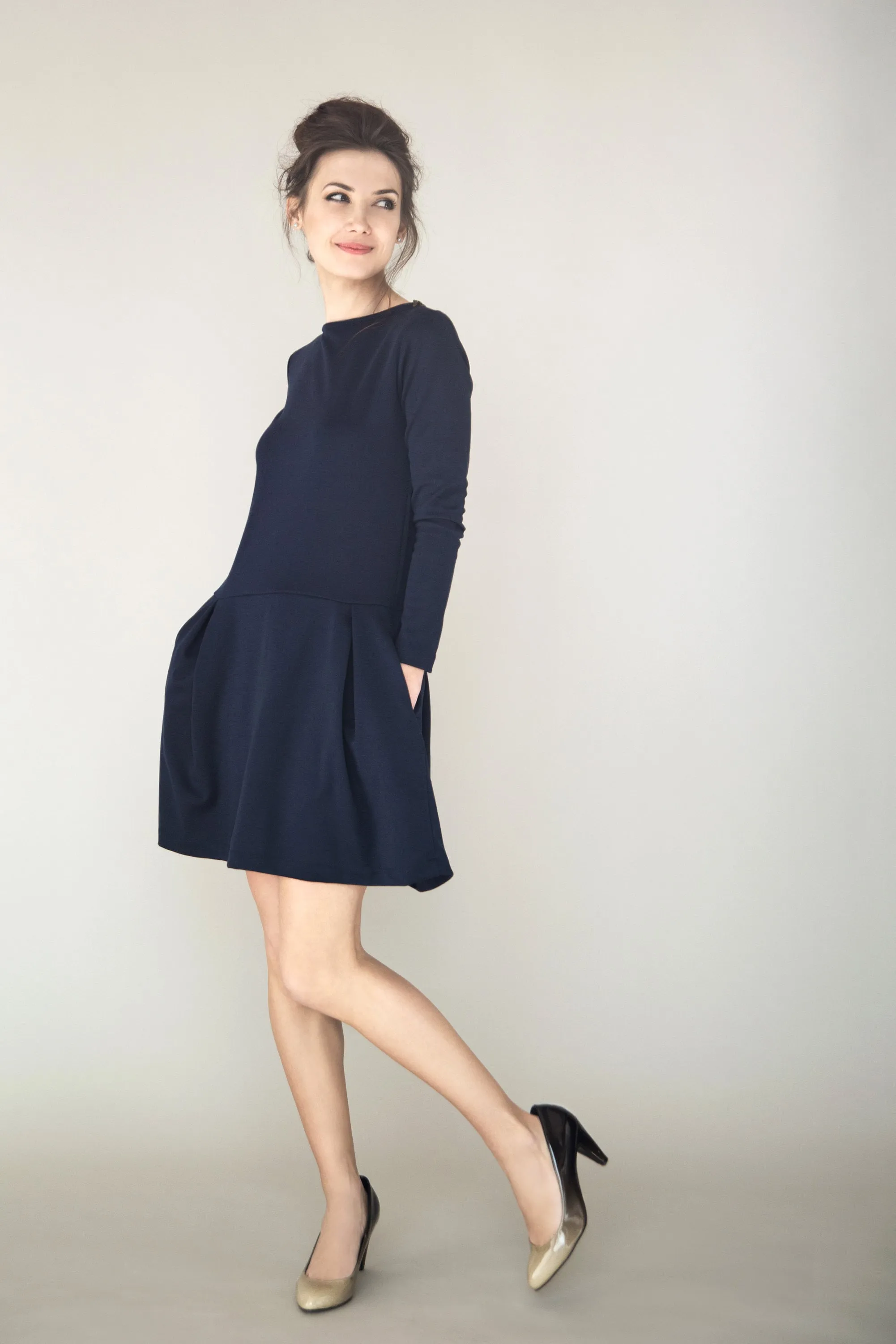 LeMuse SOFIA dress with a pockets, Deep blue, XS