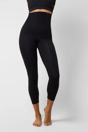 Lightweight Strong Compression Cropped Leggings with High Waisted Tummy Control Black