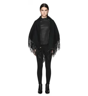 Mackage- Fida Scarf   Leather Fringe Black