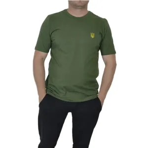 Mens patriotic t -shirts of khaki embroidered trident