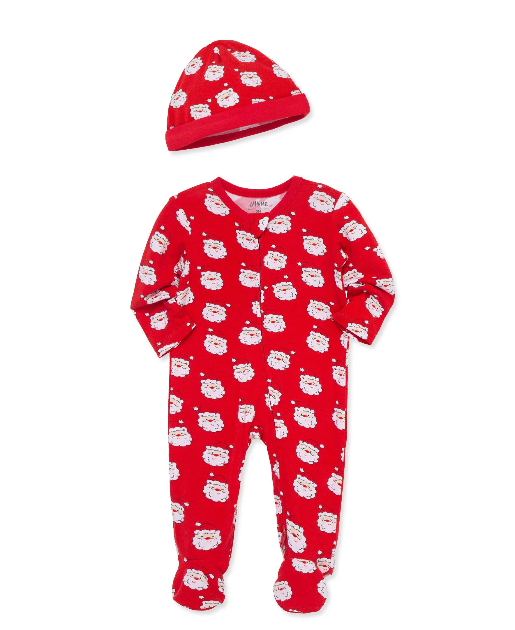 Santa Bamboo 2-Way-Zip Footie & Hat (NB-9M)