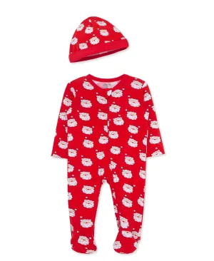 Santa Bamboo 2-Way-Zip Footie & Hat (NB-9M)