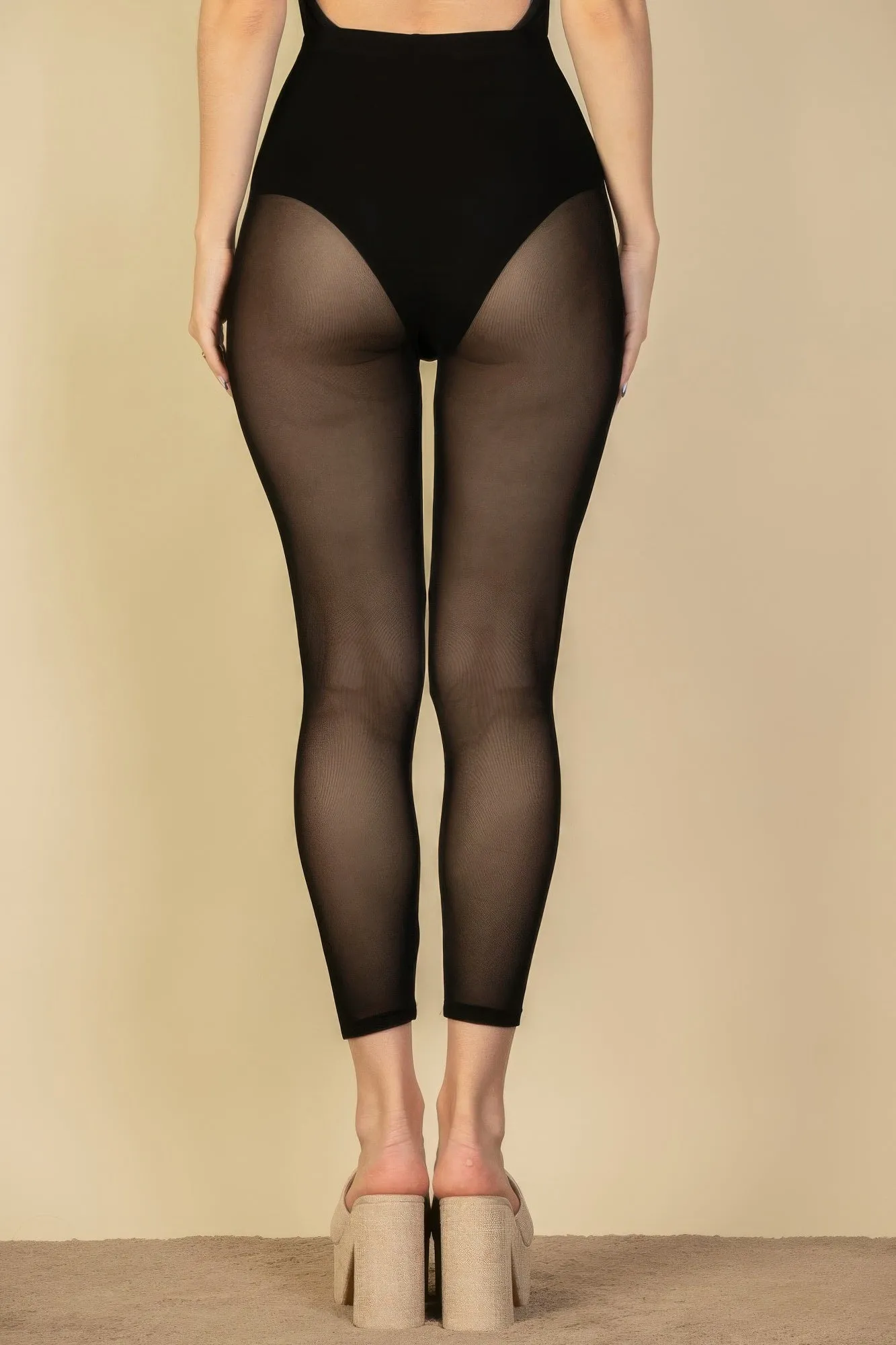 Seam Front High Waist Mesh Leggings