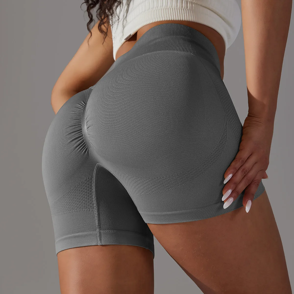 Seamless Peach Hips Smiling Face Shorts