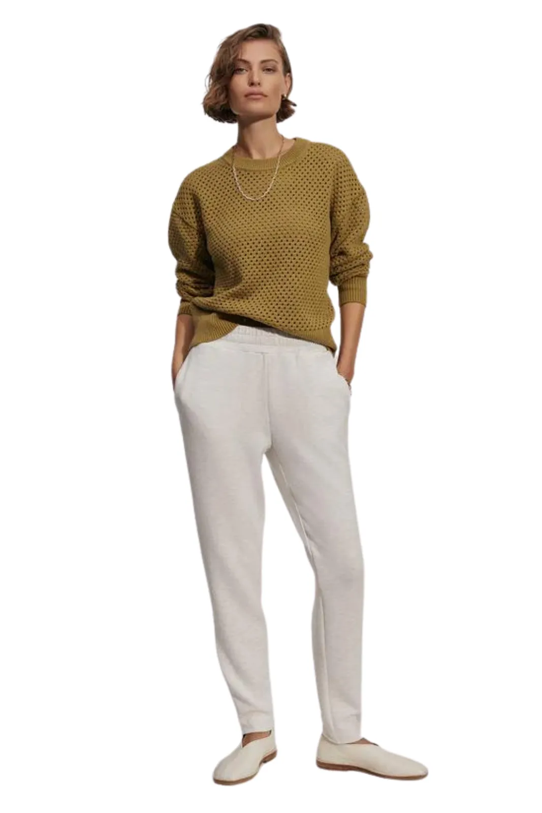 The Slim Zip Hem Pant 29.5", Ivory Marl