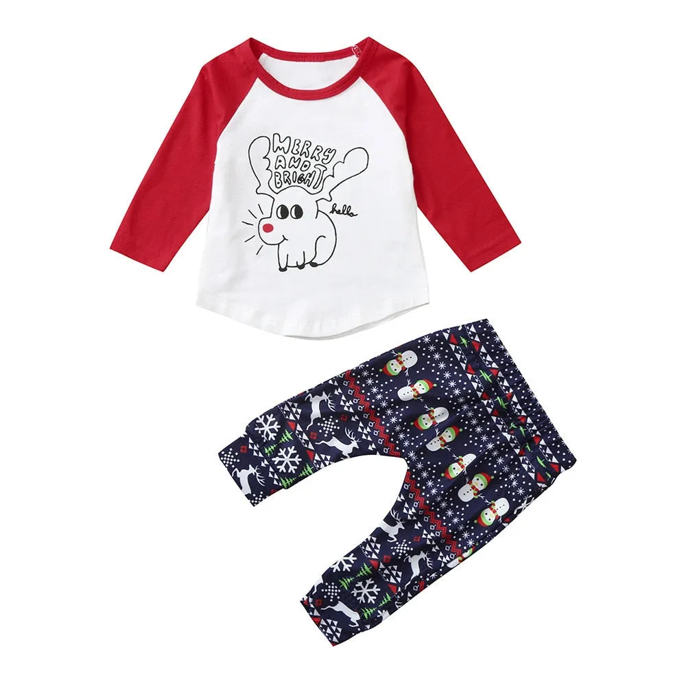 Toddler Infant Kids Baby Deer Tops Pants Christmas 2PCS Outfits Set toddler girl clothes