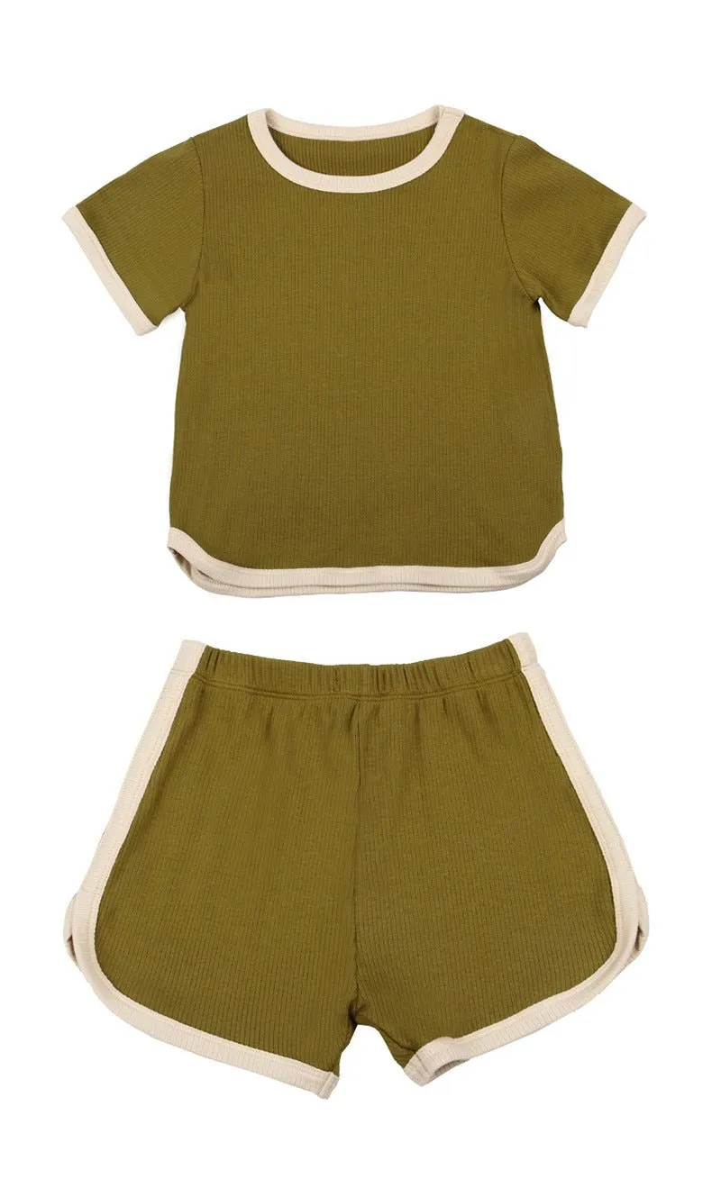 Toddler/Kid's Pure Color Tee with Shorts Set (3 colors)