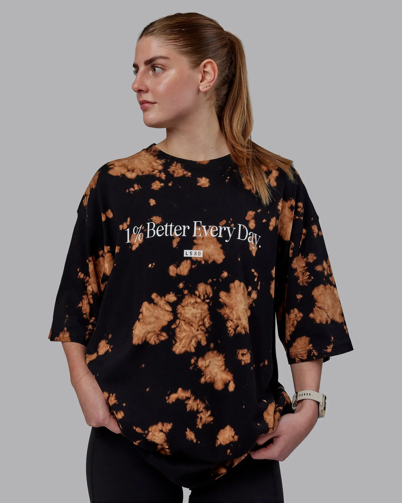 Unisex 1% Better Heavyweight Tee Oversize - Black-Bleach Tie Dye