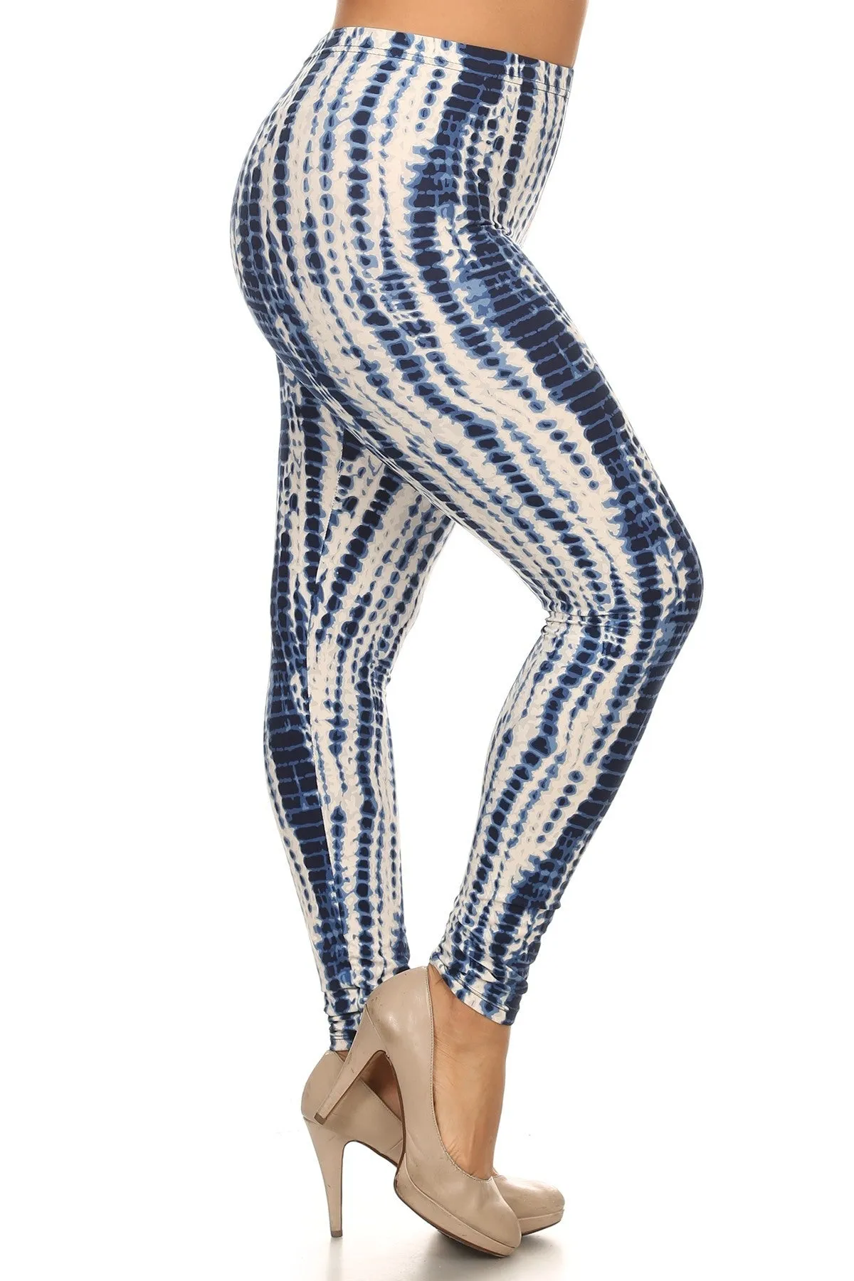 Voluptuous ( ) Plus Size Tie Dye Print, Full Length Leggings In A Slim Fitting Style With A Banded High Waist