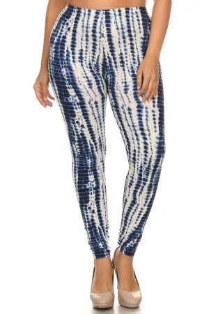 Voluptuous ( ) Plus Size Tie Dye Print, Full Length Leggings In A Slim Fitting Style With A Banded High Waist