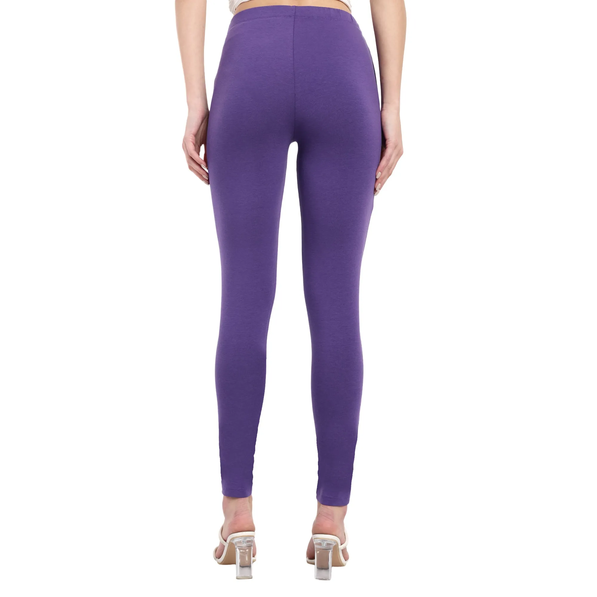 Women Dark Purple Regular Legging