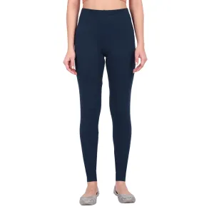 Women Electric Blue Breathable Long Length Legging