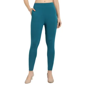 Women Peacock Green Ankle Length Legging