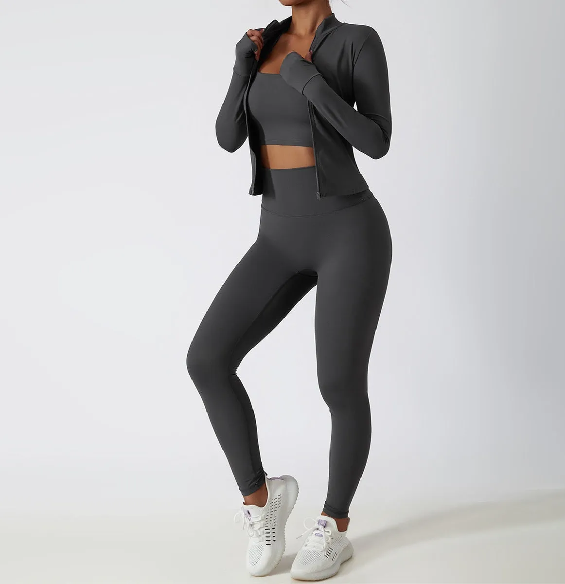 Women's Gym Wear Workout Suit Set, Athletic Sports Sweatsuit Tracksuit 2 Pcs