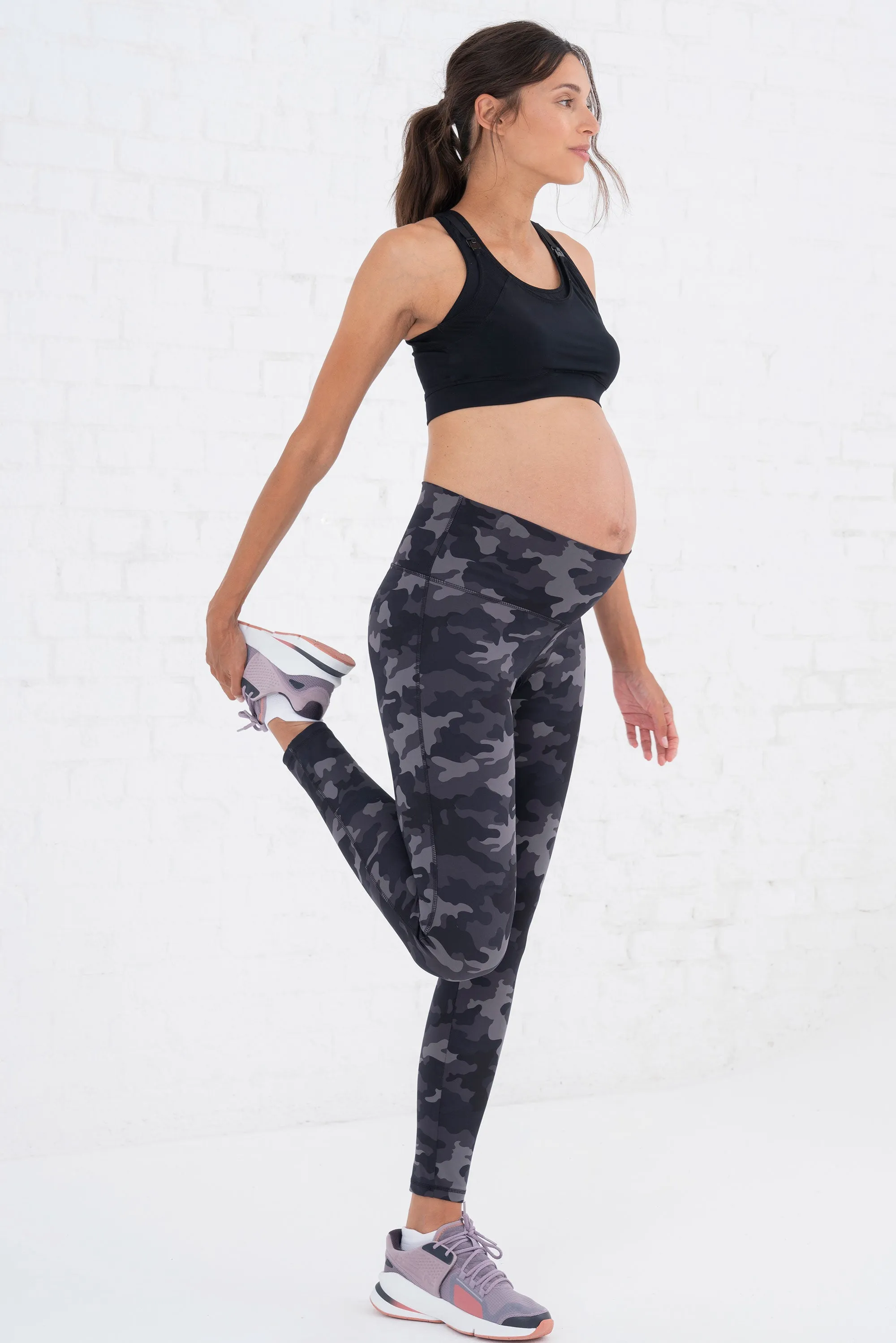 Xenia Camo Print Bump to Postpartum Active Leggings